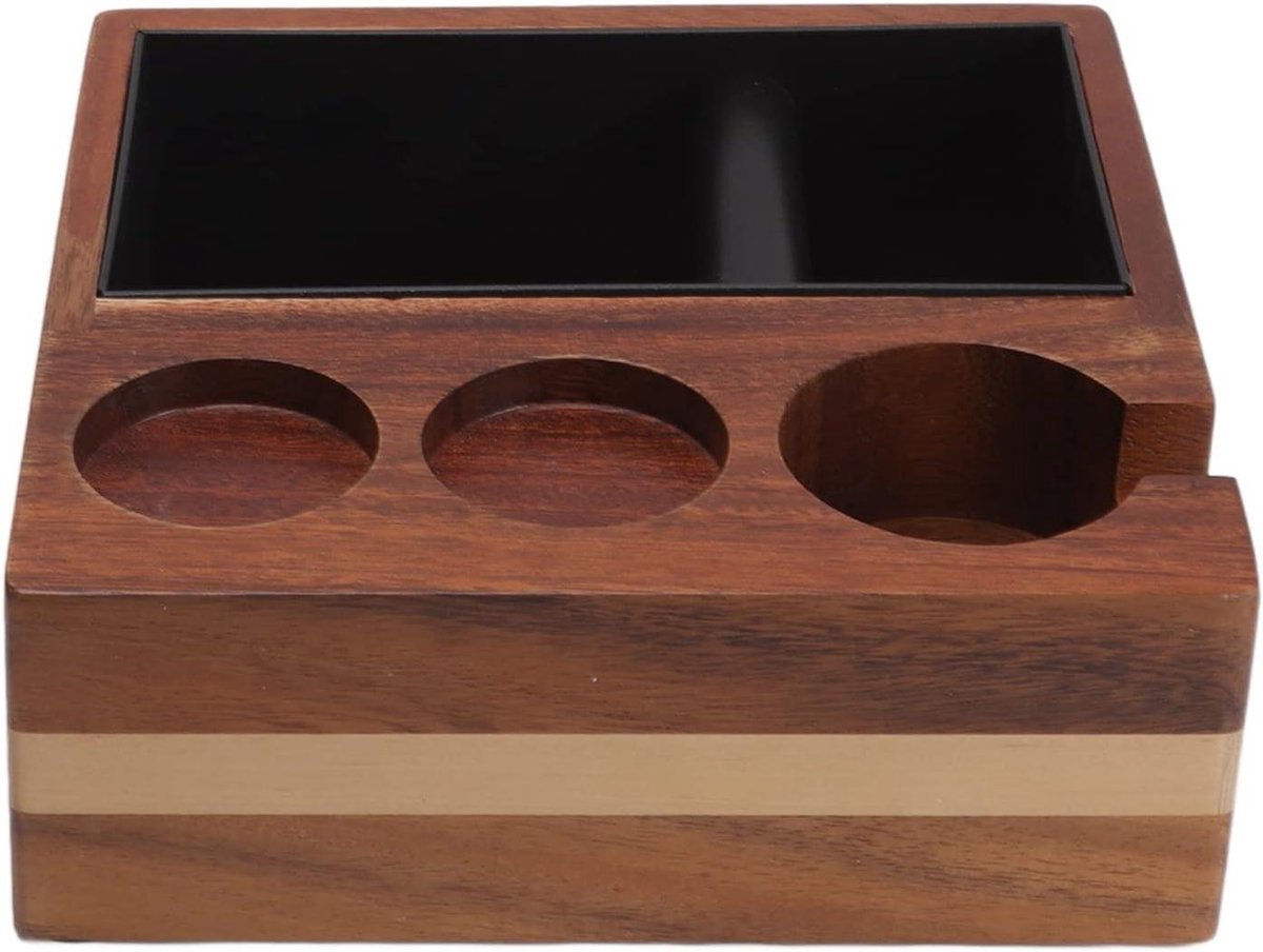 Houten Koffiebeker Houder - Espresso Accessoire - Koffie Bereiding - 4-in-1 Ontwerp - 24x24x9 cm - Houtkleur