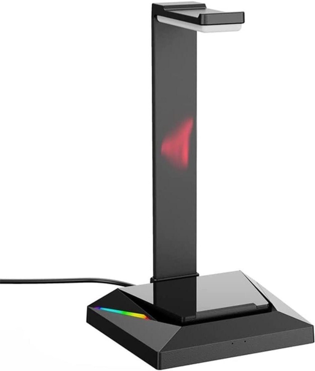 Hoofdtelefoonstandaard - Oortelefoonhouder - Bureau organiseren - Met RGB verlichting - 26.7 cm - Zwart