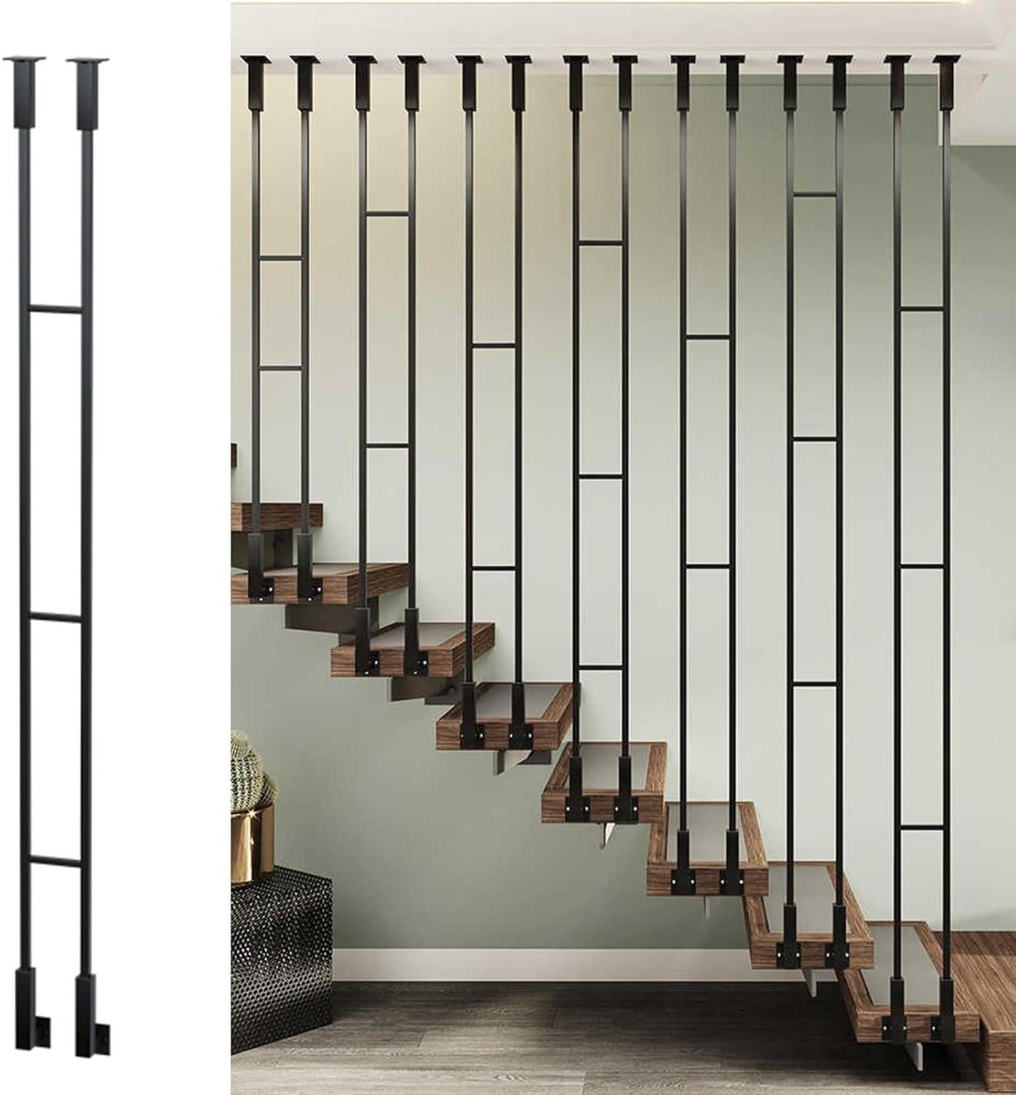 Metalen Trapleuning - Veiligheid Spijl - Trap Beveiligen - Roestvrijstaal Afwerking - 230 cm - Zwart