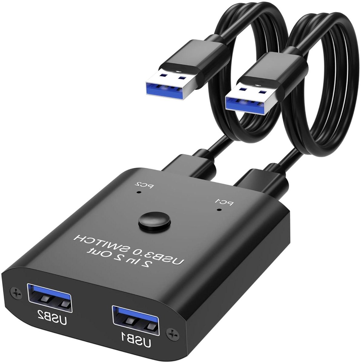 USB 3.0 schakelaar - 2-weg switch - Apparaten delen - Snelle dataoverdracht - 2 poorten - Zwart