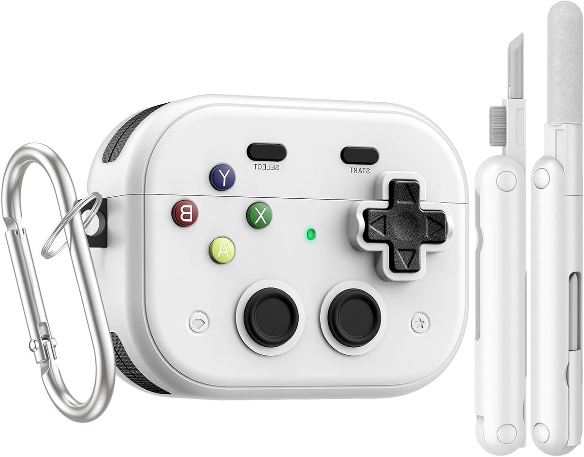 Schokbestendige Hard Shell Beschermcase voor AirPods Pro 3 met Veiligheidsclip, Schoonmaakset en Sleutelhanger, Wit