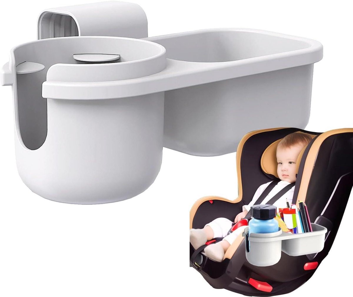 Bekerhouder Kinderwagen - Fleshouder Autostoel - Onderweg Dranken - Lekvrij Ontwerp - 23 x 11 x 9 cm - Grijs