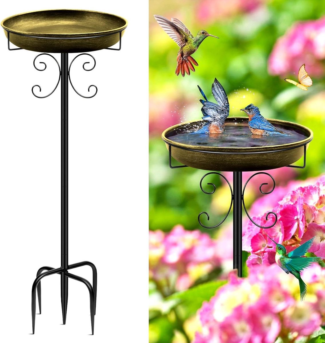 Vogelbad op Voet - Vogelhuisje op Paal tuinornament