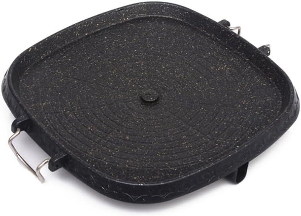 BBQ Grill Pan - Koreaanse Plaat - Buiten Koken - Gelijkmatige Warmte - Vierkant - Zwart