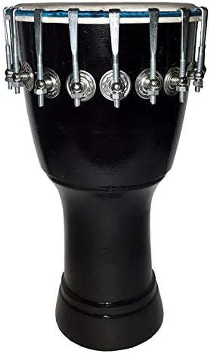 Handtrommel - Percussie Instrument - Muziek Maken - Walnoot Hout - 8 Inch Kop - Zwart