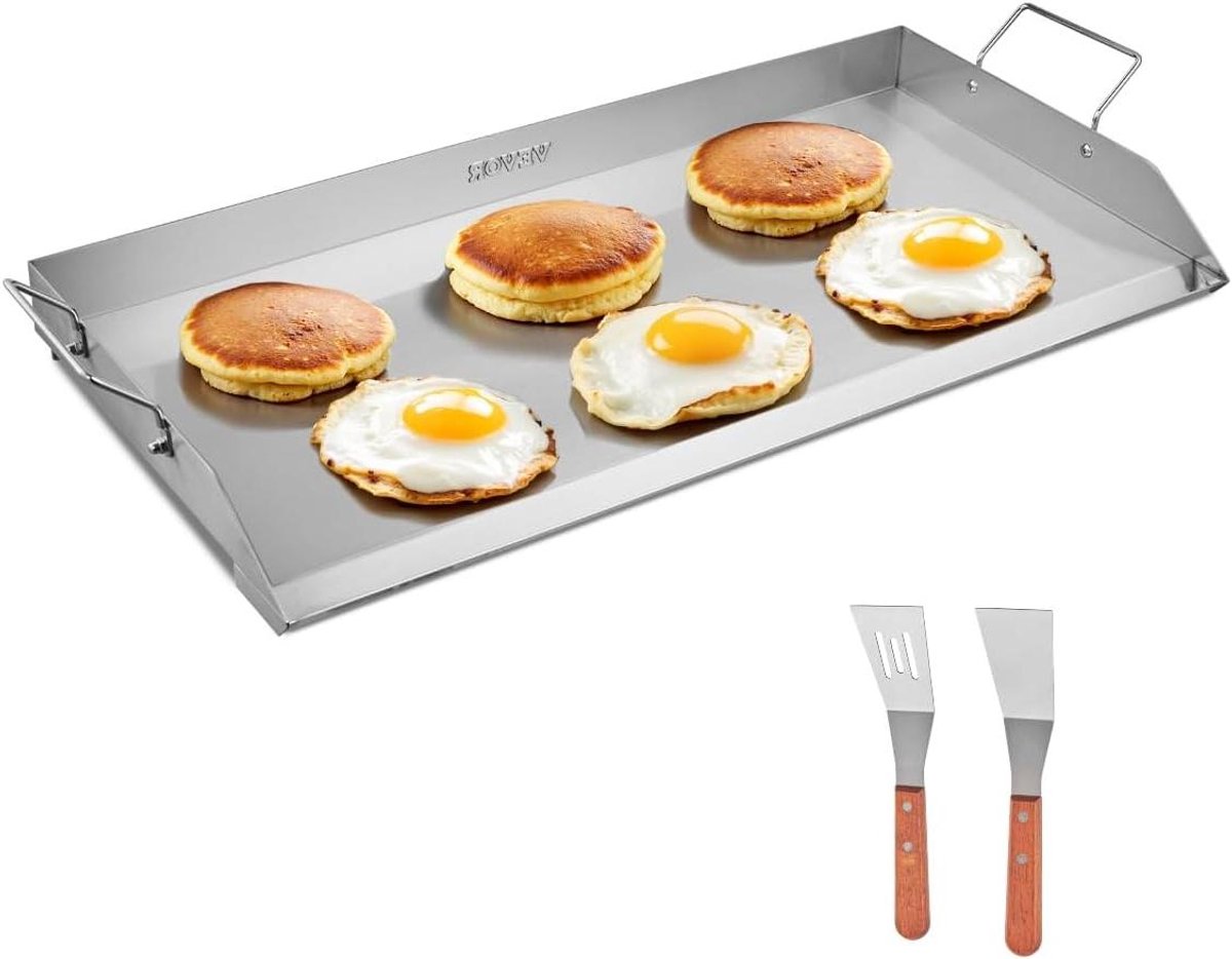 Grillplaat Grillpan Bakplaat Buiten Koken Roestvrij Staal 809 x 370 mm Zilver