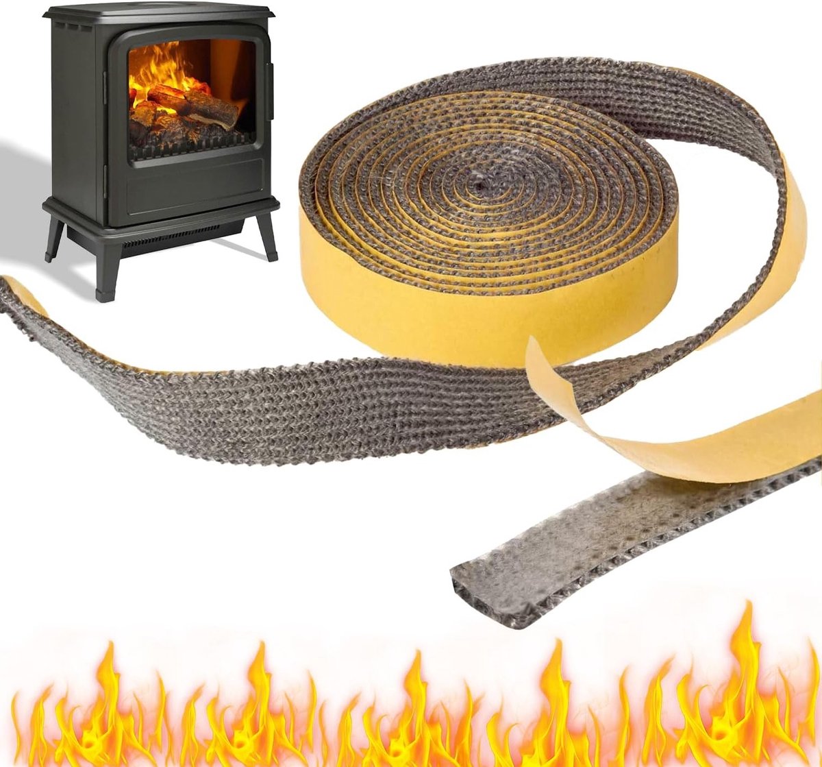 Ovenafdichtband 18 mm x 3 mm voor Kachels, Boilers en Industriële Ovens - Hittebestendige, Zelfklevende Oplossing voor Afdichting en Isolatie