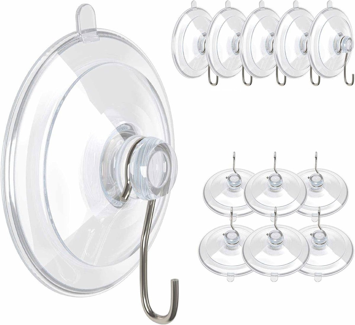 12 Stuks Duidelijke Herbruikbare Zuignap Haakjes van PVC, Sterke Zuignap Haken voor Badkamer, Keuken en Raamdecoratie, 1.77 Inch