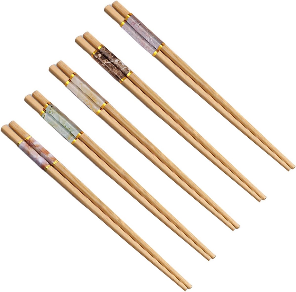 Herbruikbare Houten Eetstokjes, Vaatwasmachinebestendig, 22.5 cm, Set van 5, Duurzaam en Milieuvriendelijk