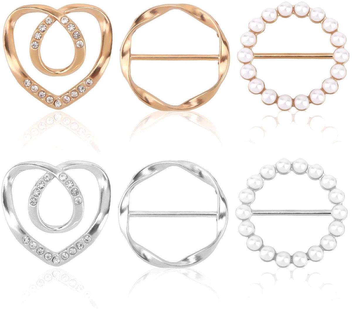 Cosensi - Dailygoods - 6 Stuks Modieuze Sjaalringen en Overhemdclips