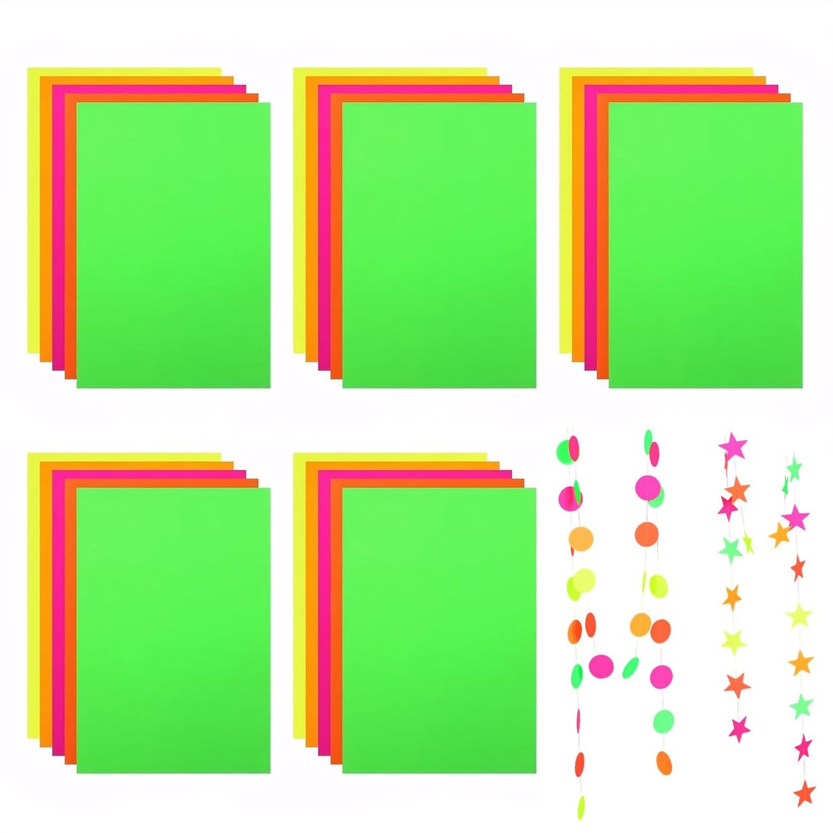 Dailygoods - 40 Vellen A4 Neon Papier voor DIY Decoratie