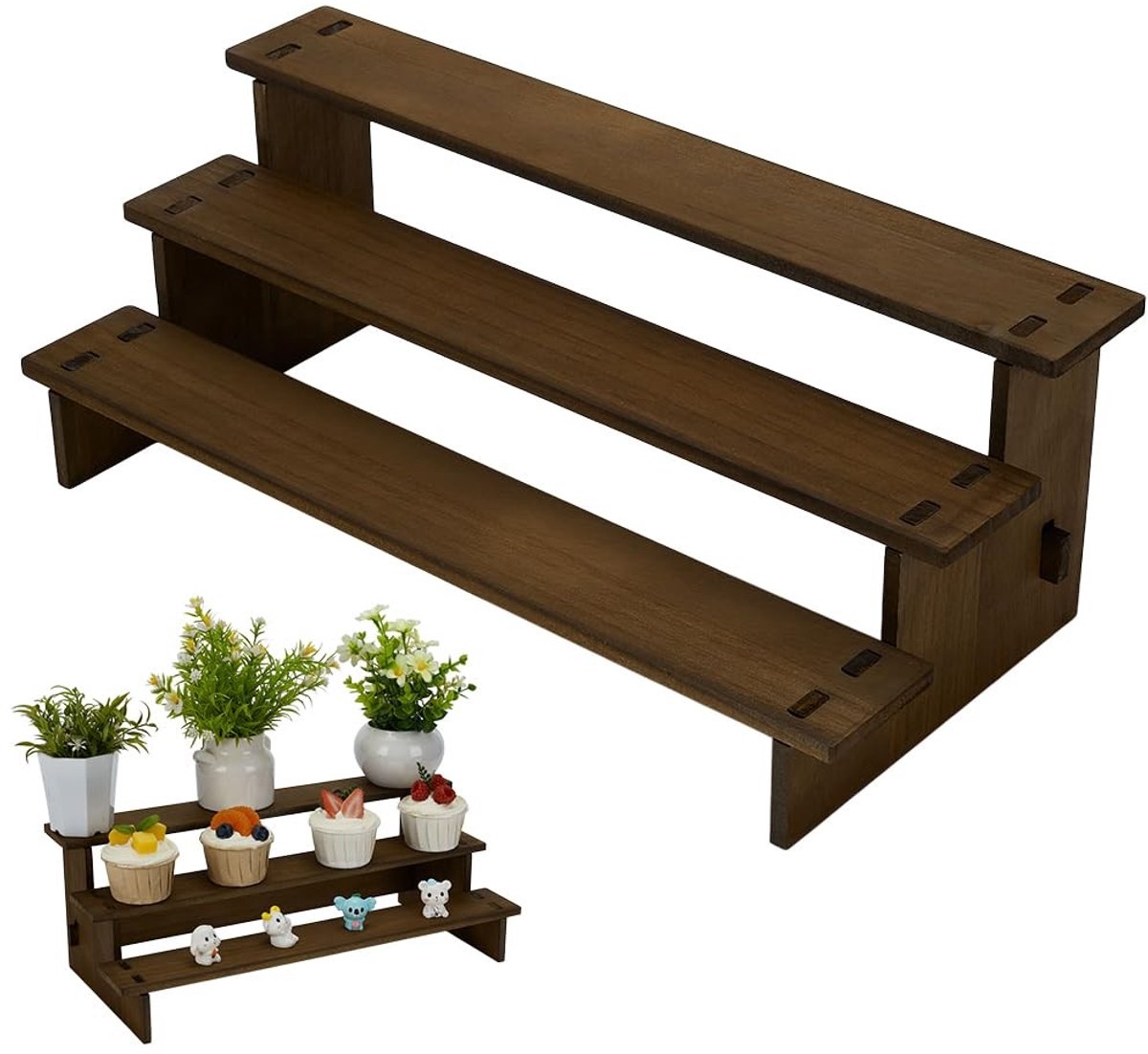 Dailygoods - Cupcakestandaard met 3 Niveaus van Hout voor Desserts
