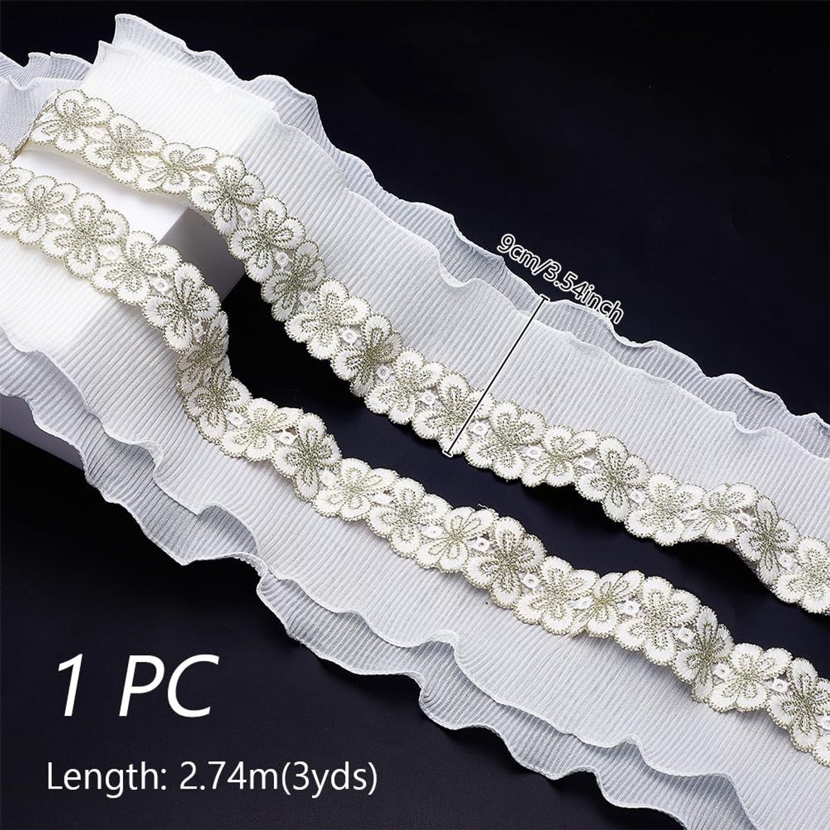 Dailygoods - 3 Meter Geplooide Trim voor Naaien en Decoratie