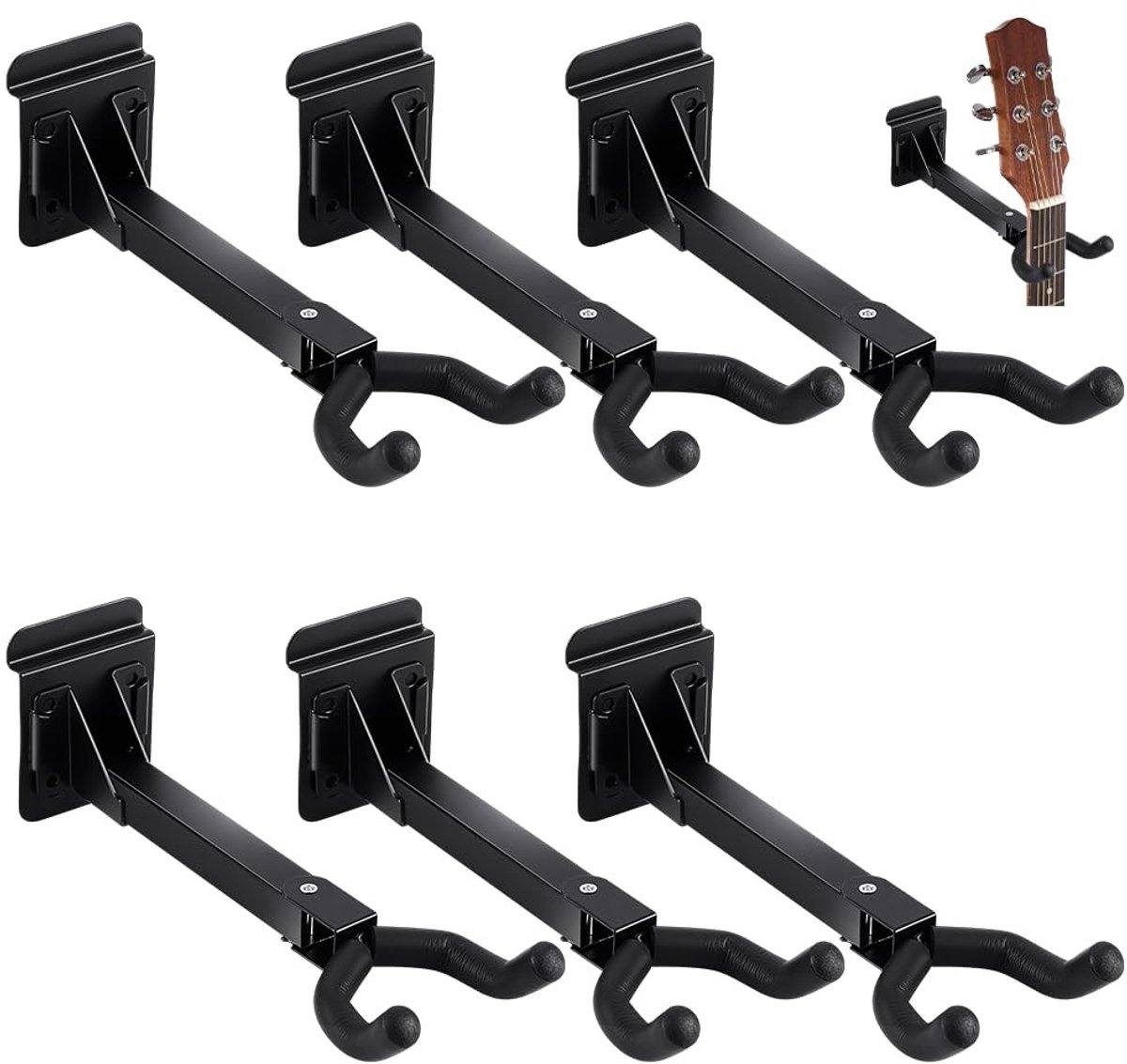 Dailygoods - Set van 6 Zware Muurbevestigingshaken voor Gitaren en Muziekaccessoires
