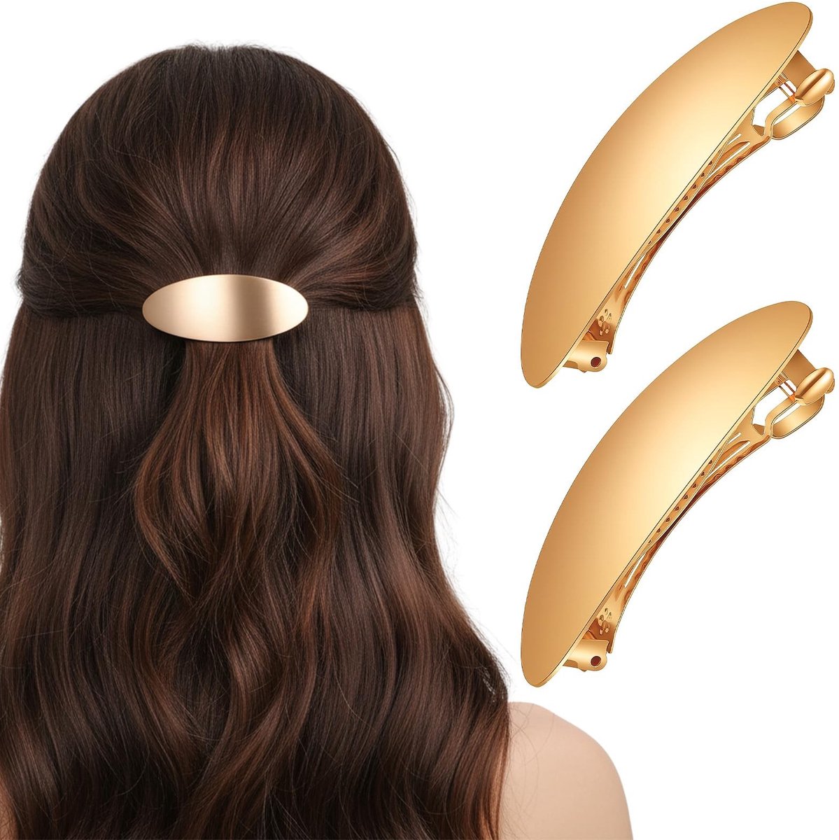 Dailygoods - Set van 2 Ovale Haarspelden van Metaal voor Dames