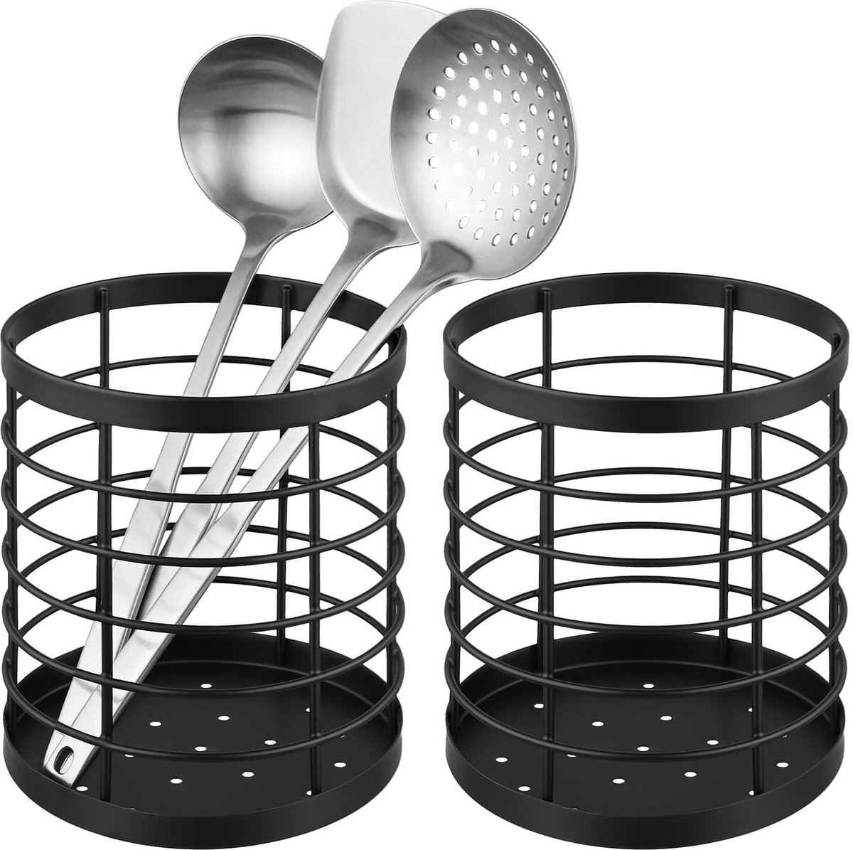 Dailygoods - Set van 2 Zwarte Keukengereihouders van Metaal