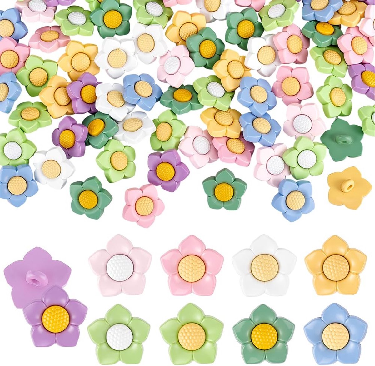 Dailygoods - Innovra - Set van 90 Naaiknoppen in 9 Kleuren voor DIY Projecten