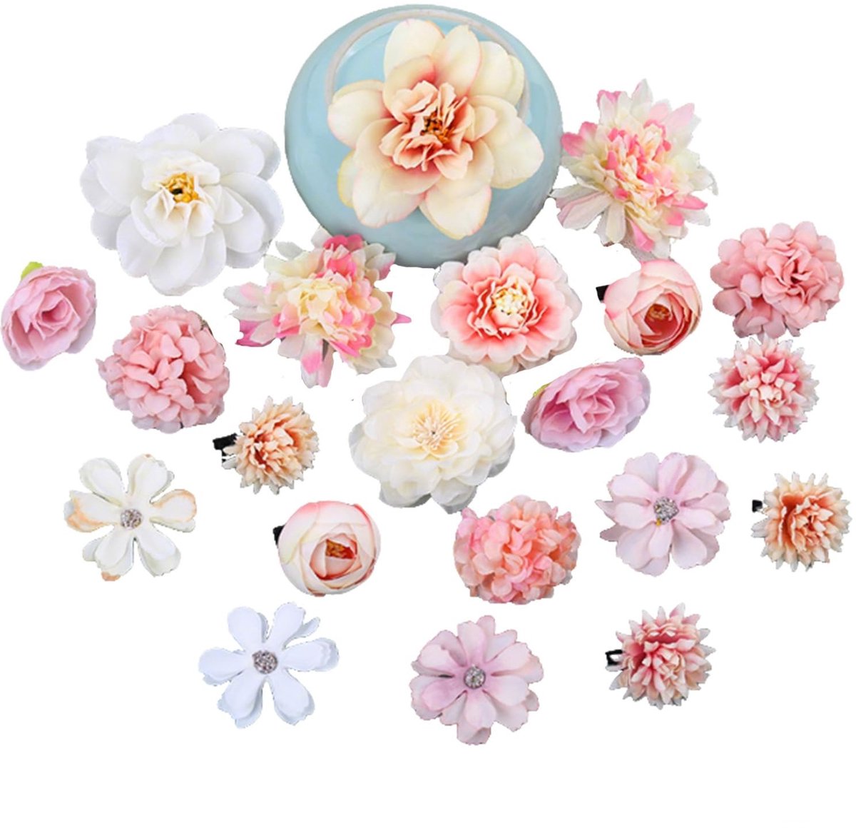 Dailygoods - Zijden Bloem Haaraccessoires Set van 21 Stuks