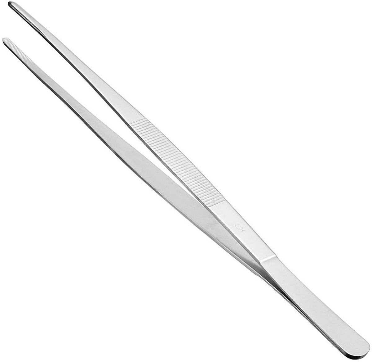 Dailygoods - 30 cm RVS Rechte Blunt Pincet met Gekartelde Tips