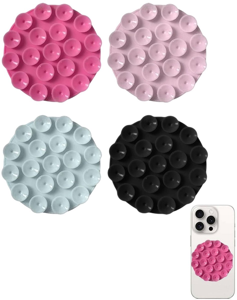 Dailygoods - 4 Stuks Siliconen Zuignappen voor Mobiele Telefoon
