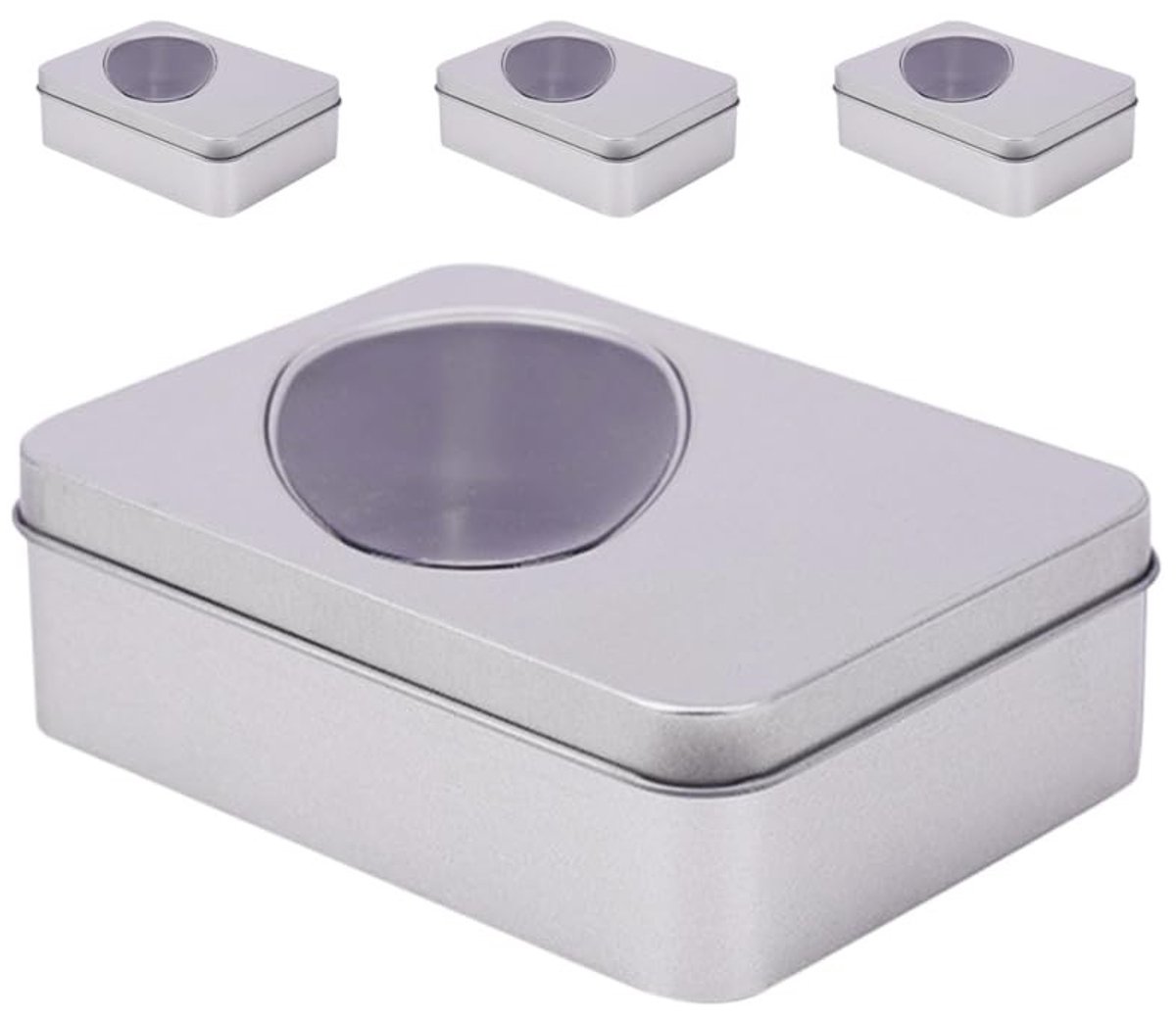 Dailygoods - Luchtdichte Koekjesblikken met Doorzichtig Venster, Set van 4