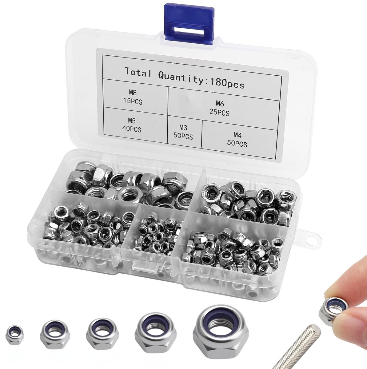 Dailygoods - 180-delige Borgmoeren Set van RVS voor Diverse Toepassingen