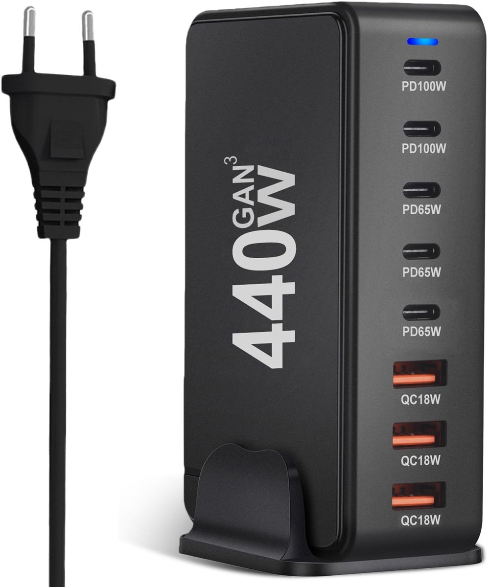 Dailygoods - 440W USB C Snellader met 8 Poorten