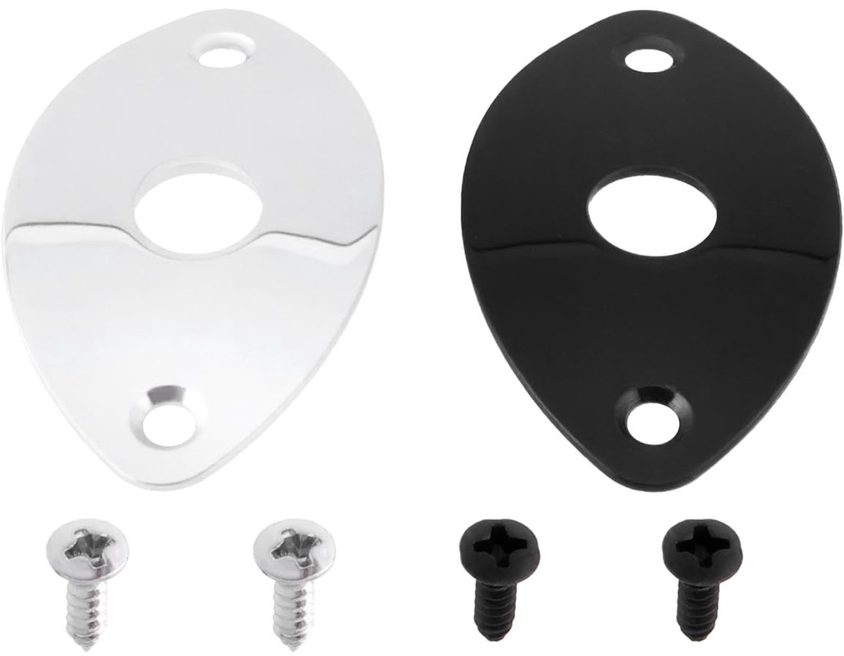 Dailygoods - 2 Stuks Metalen Gebogen Ovale Jack Plaat voor Elektrische Gitaar en Bas