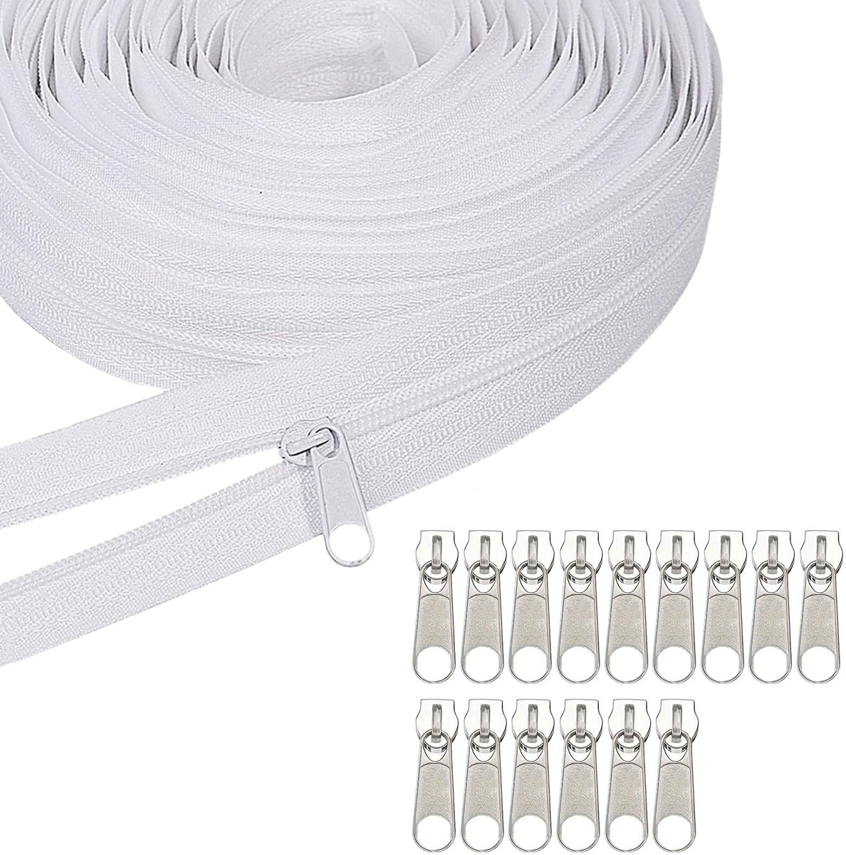 Dailygoods - 5m Eindeloze Ritssluiting met 15 Metalen Schuiven voor Diverse Toepassingen