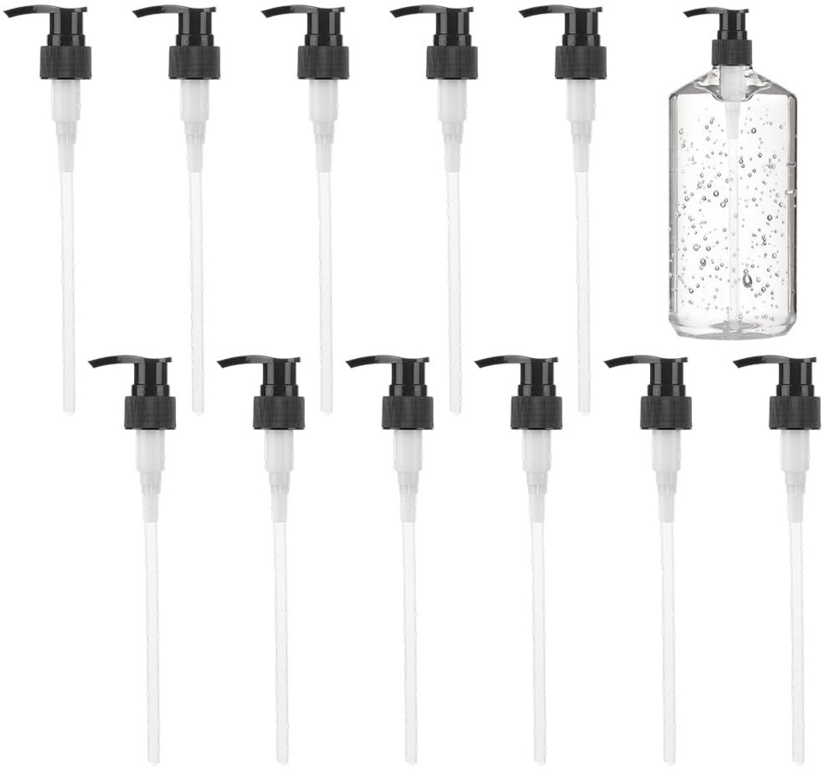 Dailygoods - Set van 12 Zwarte Zeepdispenserpompen voor Diverse Vloeistoffen