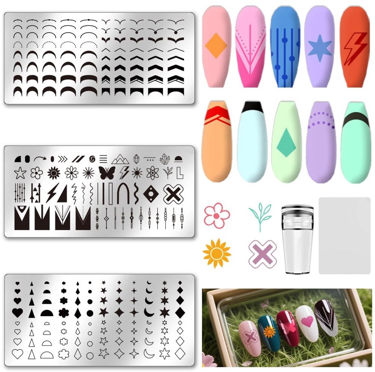 Dailygoods - Set van 3 Nagelstempelplaten voor Nagelkunst