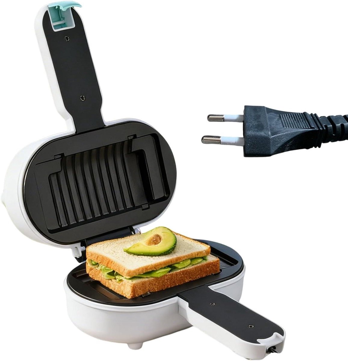 Elektrische Grill - Wafelijzer Pers - Snelle Maaltijden - Constante Warmte - 25x12x25 cm - Wit