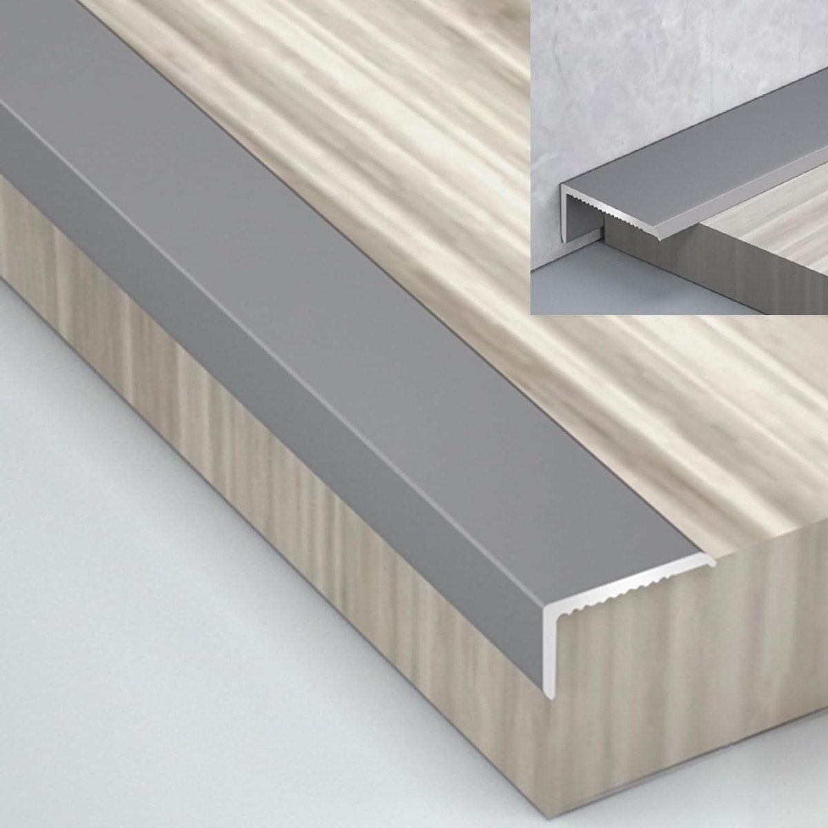 Trapneusprofiel - Randbeschermer Aluminium - Vloerranden Beschermen - Duurzaam Aluminium - 2.7 Meter - Grijs