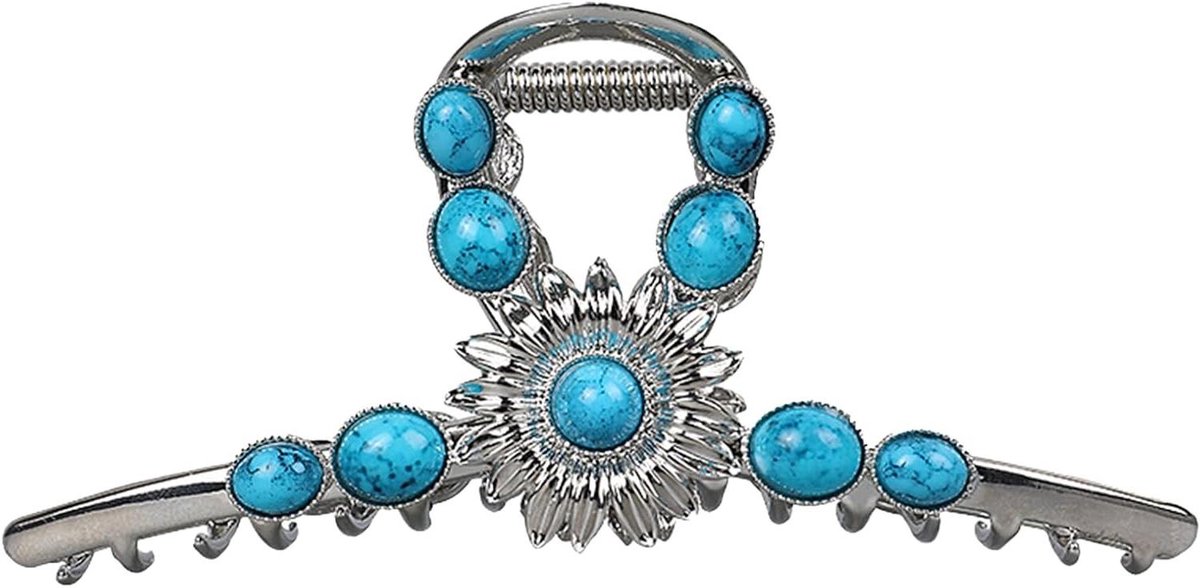 Edelsteen Haarclip - Elegante Klem - Haar Stijlen - Blauwe Steen Decoratie - 115 cm - Blauw