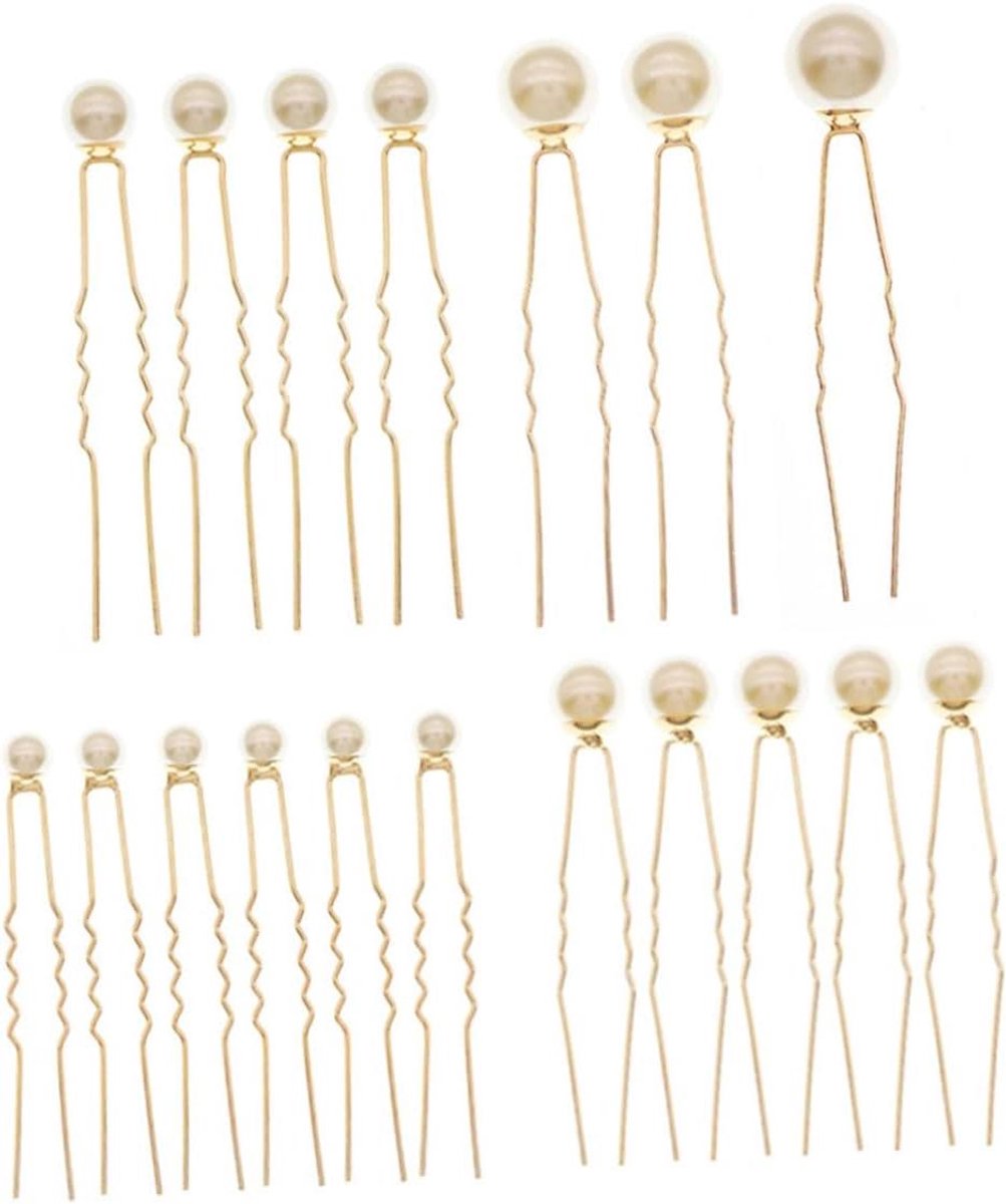 Haarspelden Set - U-vorm Spelden - Bruiloft Styling - Decoratieve Parels - 18 Stuks - Goud