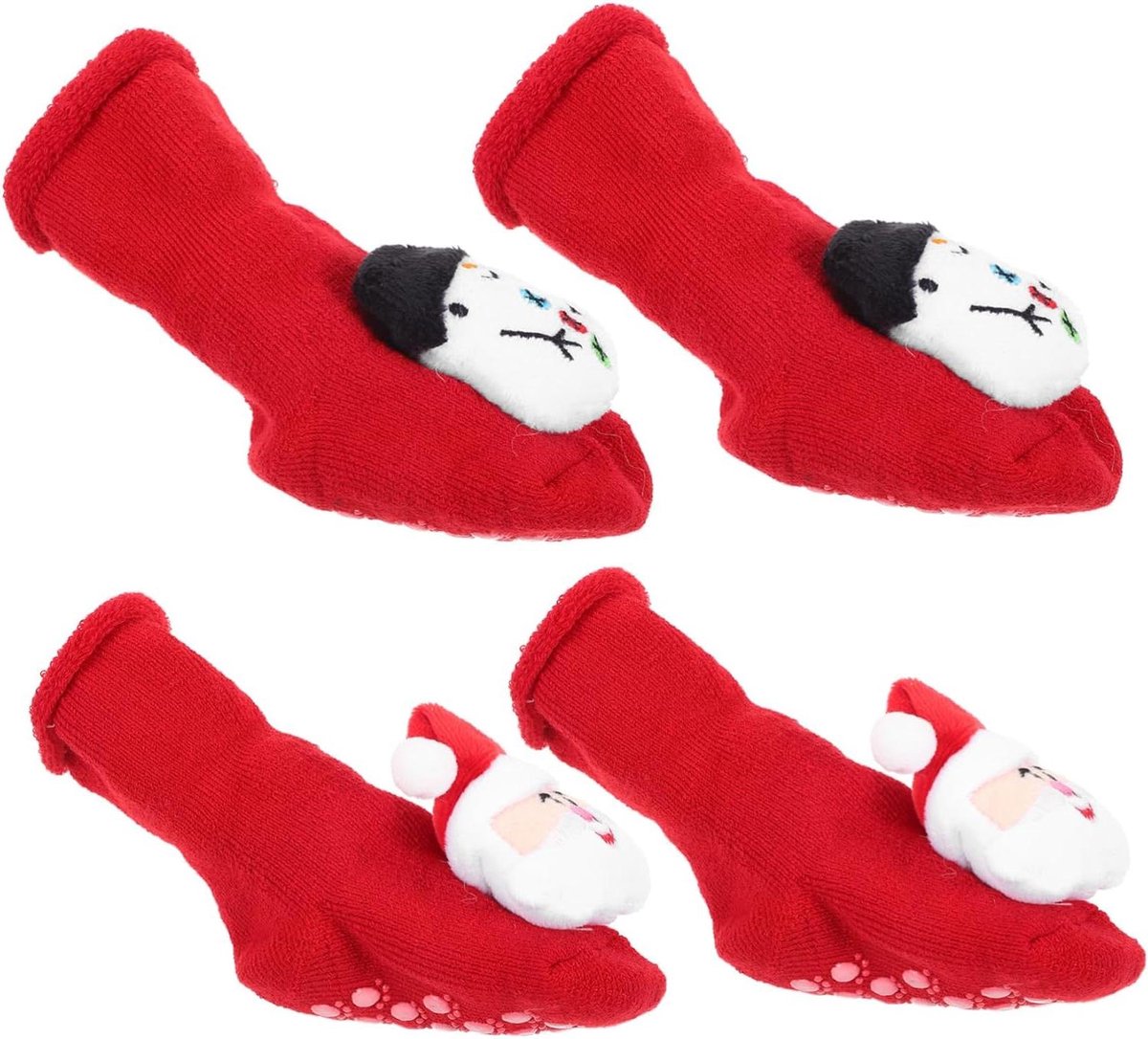 Kinder Sokken - Huislaarsjes - Warme Voeten - Kerst Patroon - 12x8cm - Rood