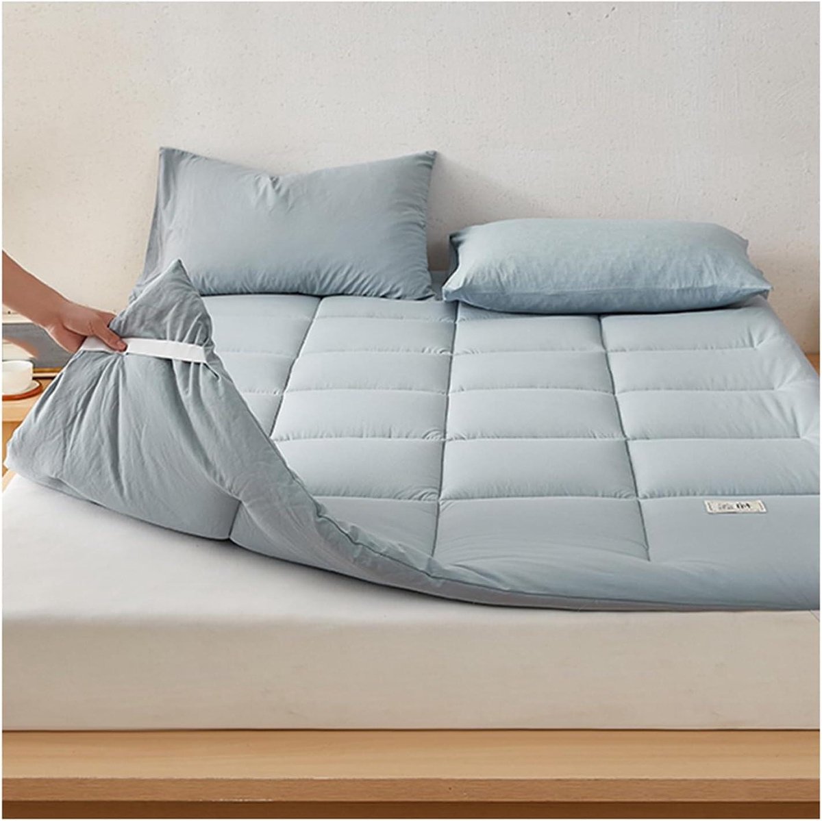 Japanse futonmatras - Opvouwbaar slaapbed - Ruimte besparen - Draagbaar en oprolbaar - 100 x 200 cm - Geruit