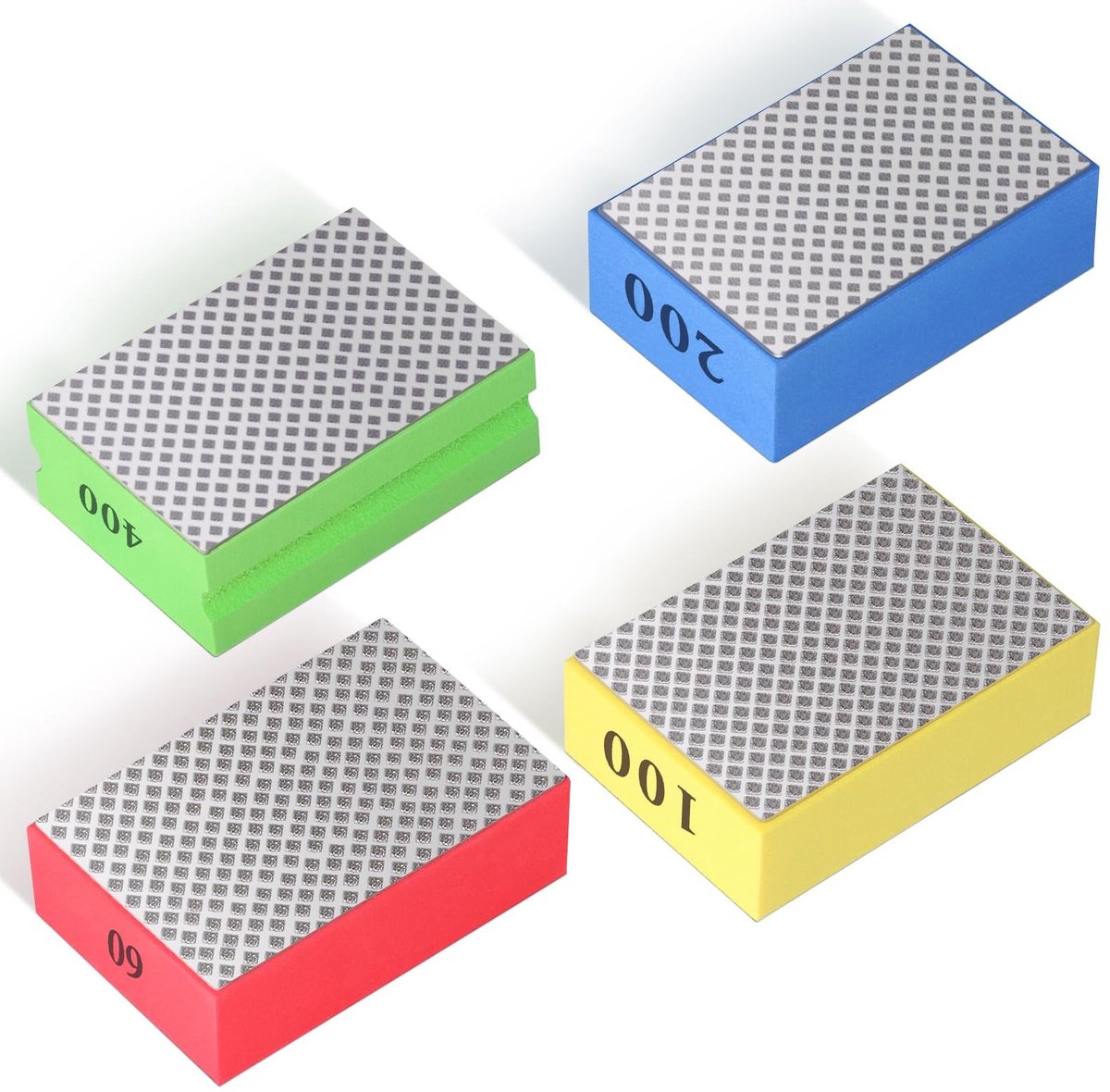 Dailygoods - Cosensi - Dailygoody - Yosoo 4Pcs Diamond Schuurblokken - Hand Polijst Pads voor Steen, Keramiek, Glas en Metaal