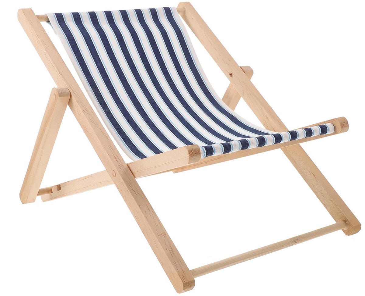 Dailygoods - Opvouwbare Houten Strandstoel - Loungestoel voor Thuis - Nautische Decoratie - Compact Formaat - Perfect voor Tuin en Bureau