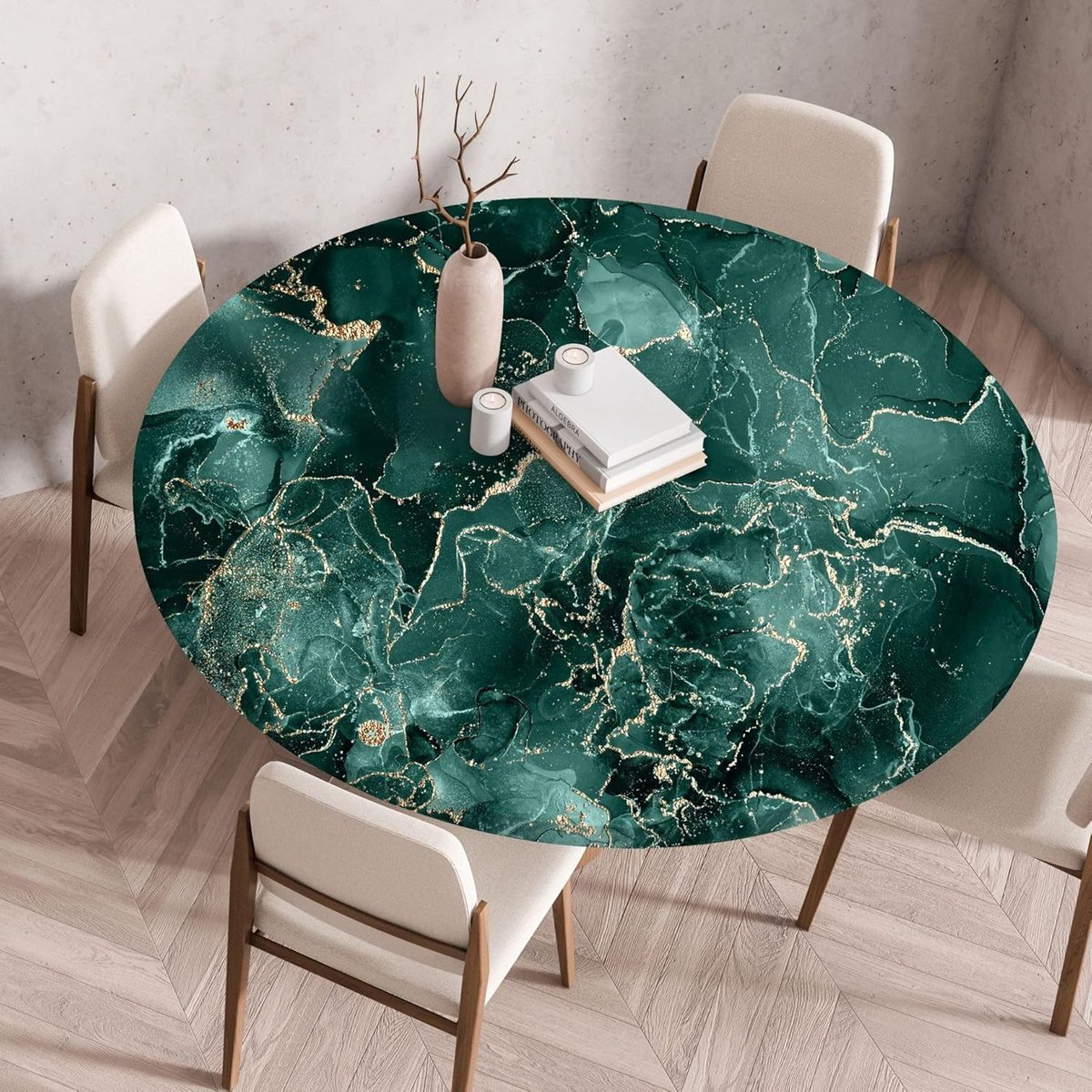 Tafelkleed Rond - Tafelbeschermer - Tafel Decoratie - Elastische Pasvorm - 110 cm - Zwart Goud