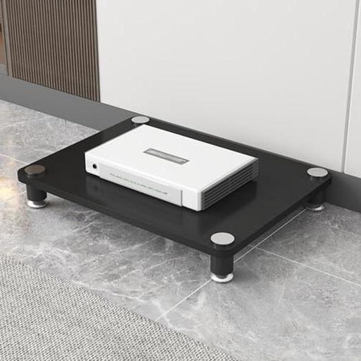 Stereo Meubel - Audio Rek - Opbergen Apparatuur - Stalen Frame - 4 Tier - Zwart