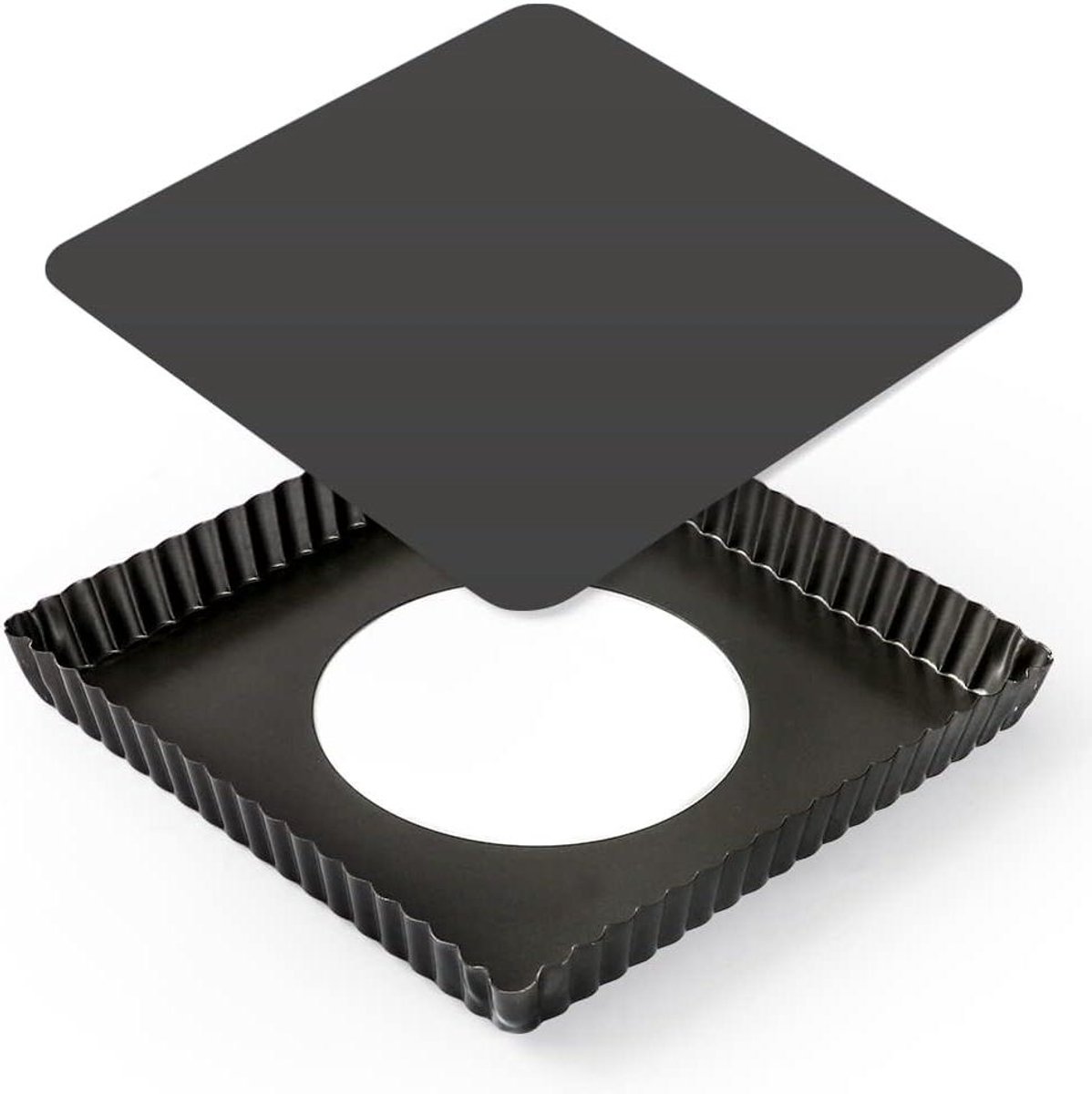 Vierkante Taart Pan - Quiche Bakblik - Zelf Bakken - Verwijderbare Bodem - 8.2 Inch - Zwart