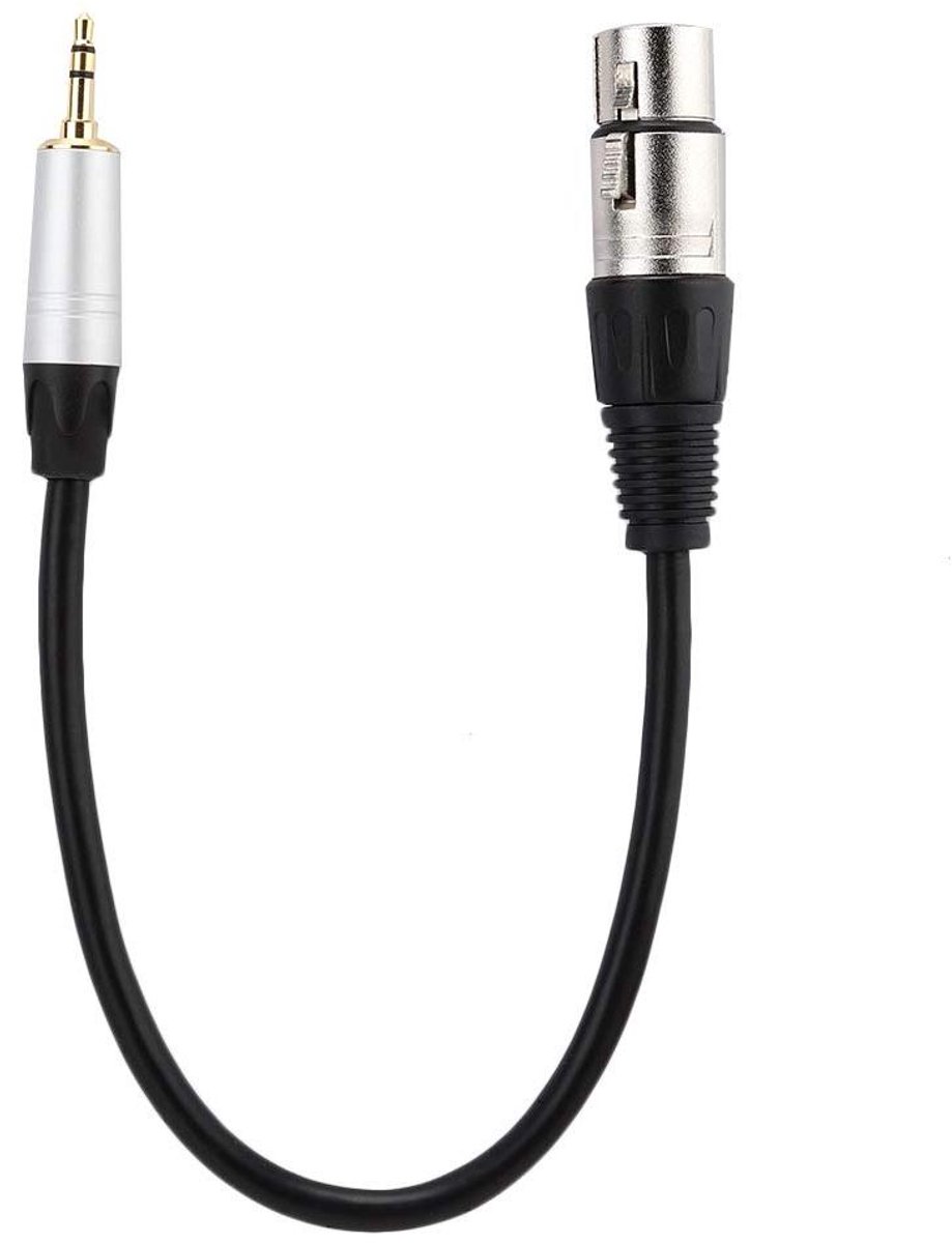 Stereo Kabel - Adapter Snoer - Muziek Aansluiten - Vergulde Connector - 0.3 Meter - Zwart