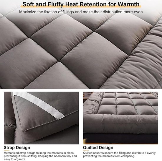 Japanse futonmatras - Vloerbed oprolbaar - Ruimtebesparend slapen - Stapmatten design - 120 x 200 cm - Grijs — afbeelding 4