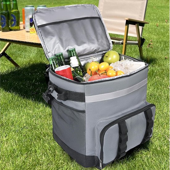 Koelbox op wielen - Waterdichte koeltas - Buitenactiviteiten en reizen - Afneembare wielen - 35 liter inhoud - Donkergrijs van Koelbox. — afbeelding 3