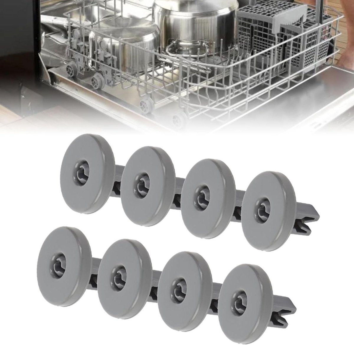 Vaatwasser Rekwiel - Onderdeel Set - Soepel Laden - Hoge Sterkte ABS - 8 Stuks - Wit