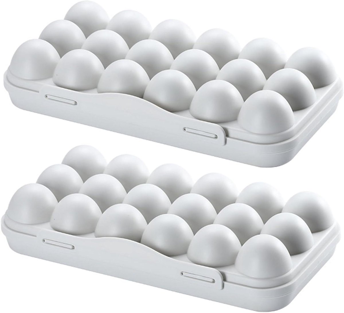 Eierdozen - Ei Opslag - Koelkast Organisatie - Individuele Raster Bescherming - 2 Pak 18 Roosters - Grijs