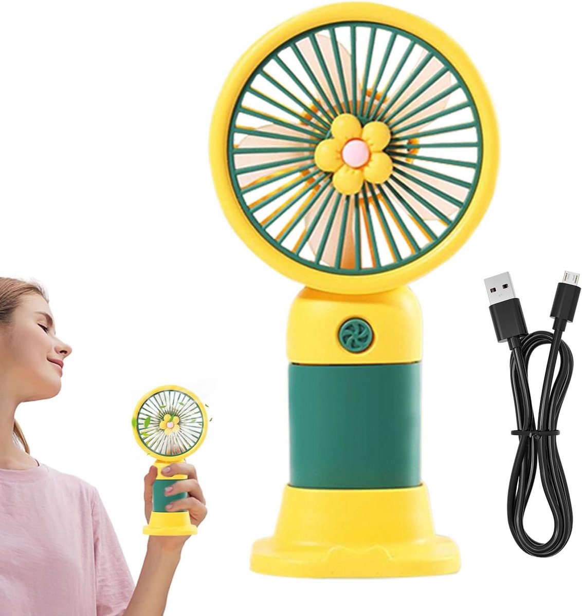 Draagbare Ventilator - Kleine Zakventilator - Persoonlijke Koeling - Stille Krachtige Wind - 47x82x47 cm - Groen