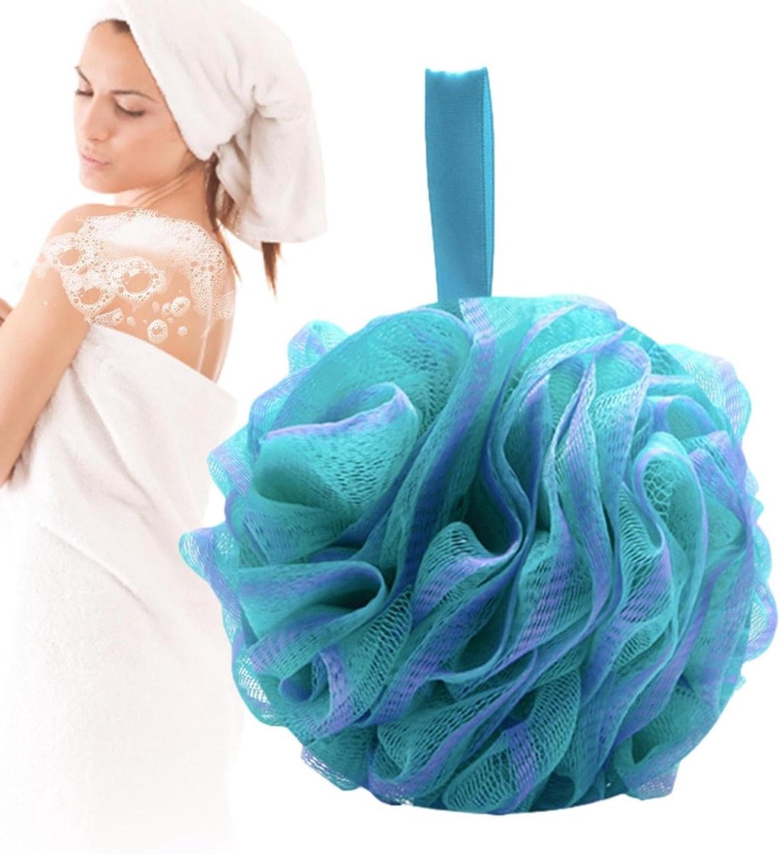 Bad Loofahs - Douche Spons - Huid Reinigen - Dichte Mesh Structuur - 14 x 14 cm - Kleurverloop
