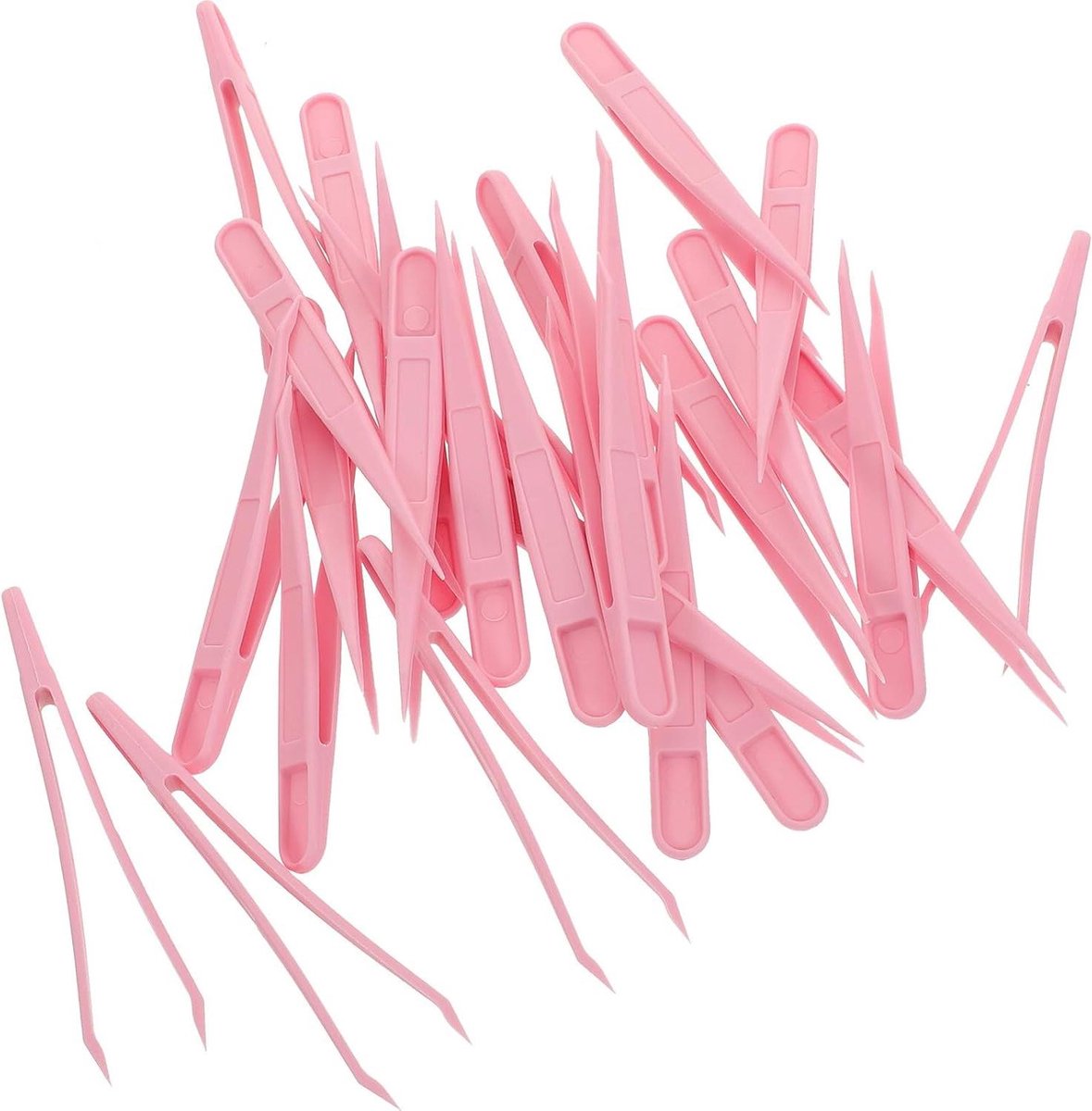 Plastic Pincetten - Knutsel Tangen - Kralen Sorteren - Antislip Punt - 100 Stuks - Roze